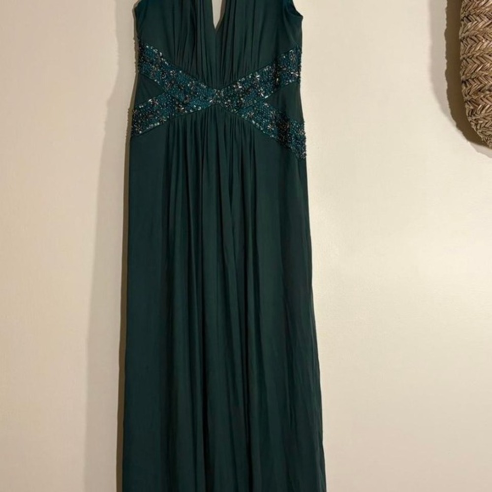 Emerald Green Gown Maxi Chiffon Dress-Size 0 - Picture 5 of 10